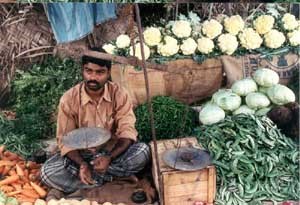 Vegetables are sold in the Sanday Market.