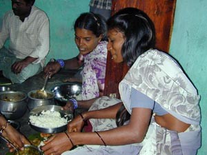 Eating with stainless steel plates, bowls etc.