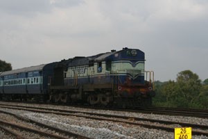 A WDM 3A (Broad Gauge, Diesel, Mixed traffic, 3100 horse power) locomotive.