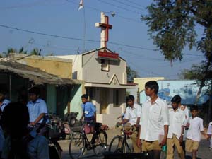 Pupils from the Boys Government High School make their way home