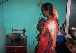 Selvi in her kitchen