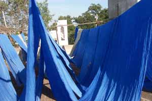 After weaving the cloth is washed and dried in the sun.