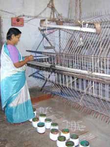 Cotton yarn is wound into 19 metre hanks.