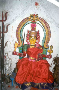 The mother goddess Mariamman is very popular in rural areas.