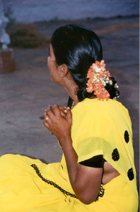 Hinduism is part of everyday life for Selvi who prays daily.