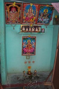 A family household shrine used for daily 'puja'.